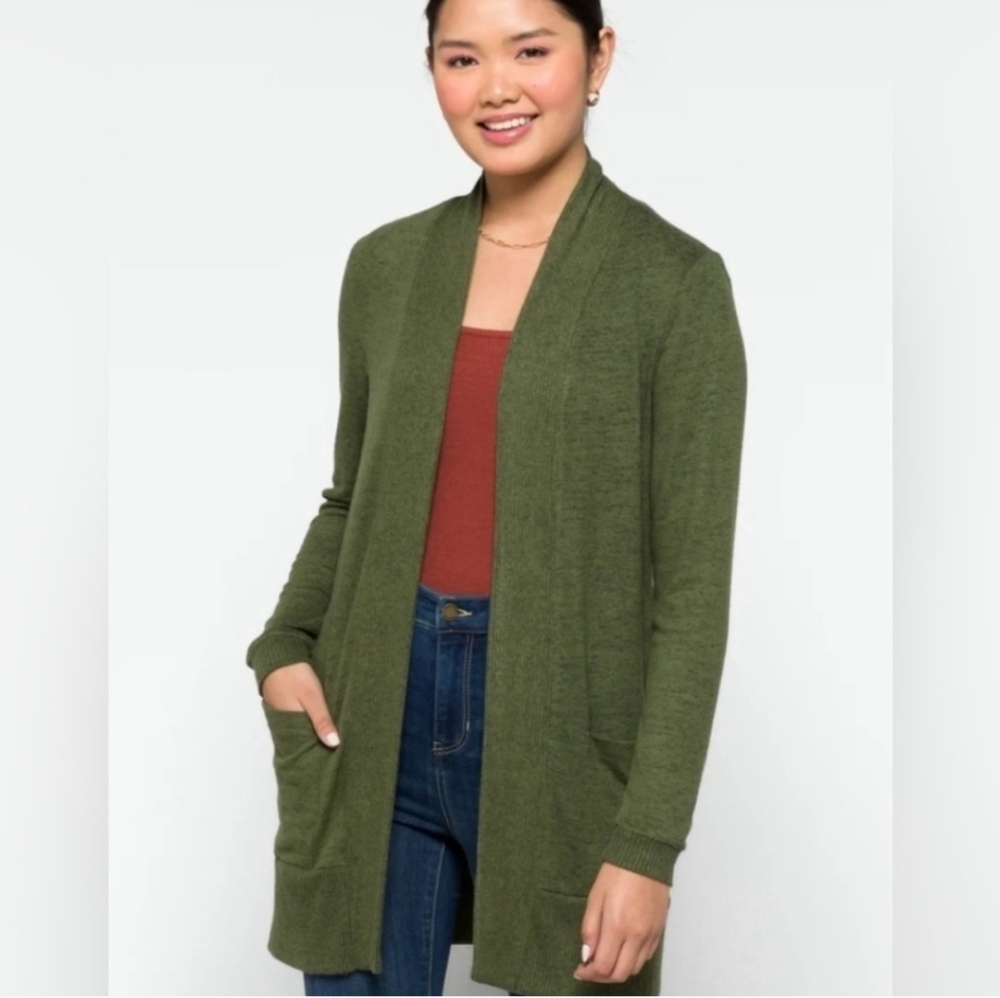 NEW Bobeau Jenny Brushed Open Front Stretch Knit Cardigan Lightweight Size PS